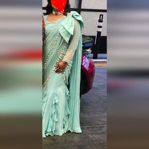 Elegant Aqua Blue Saree